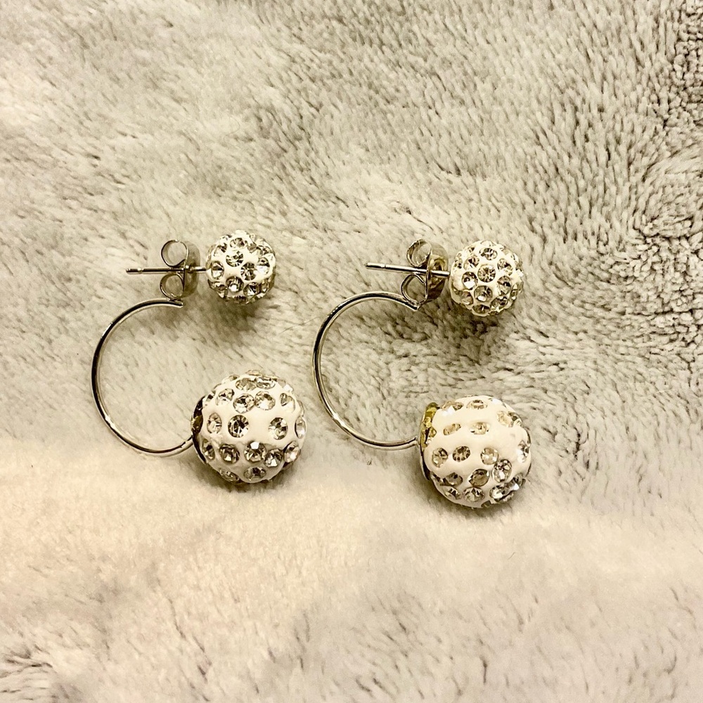 Elegant White and Silver Crystal Earrings